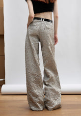 Silver Glossy Crinkle Wide - Leg Pants - COPPING THREADS - CT Select